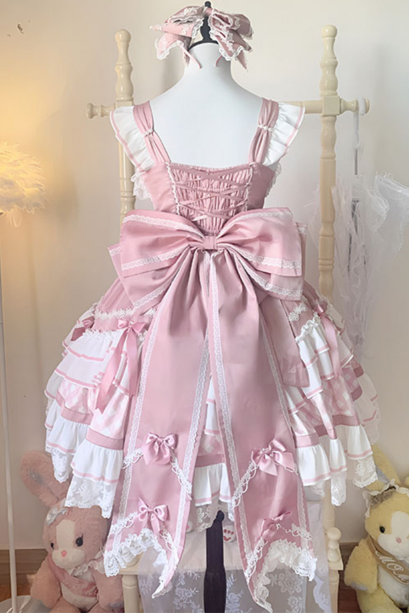Heart Suspender Tiered Dress + Headpiece + Tail