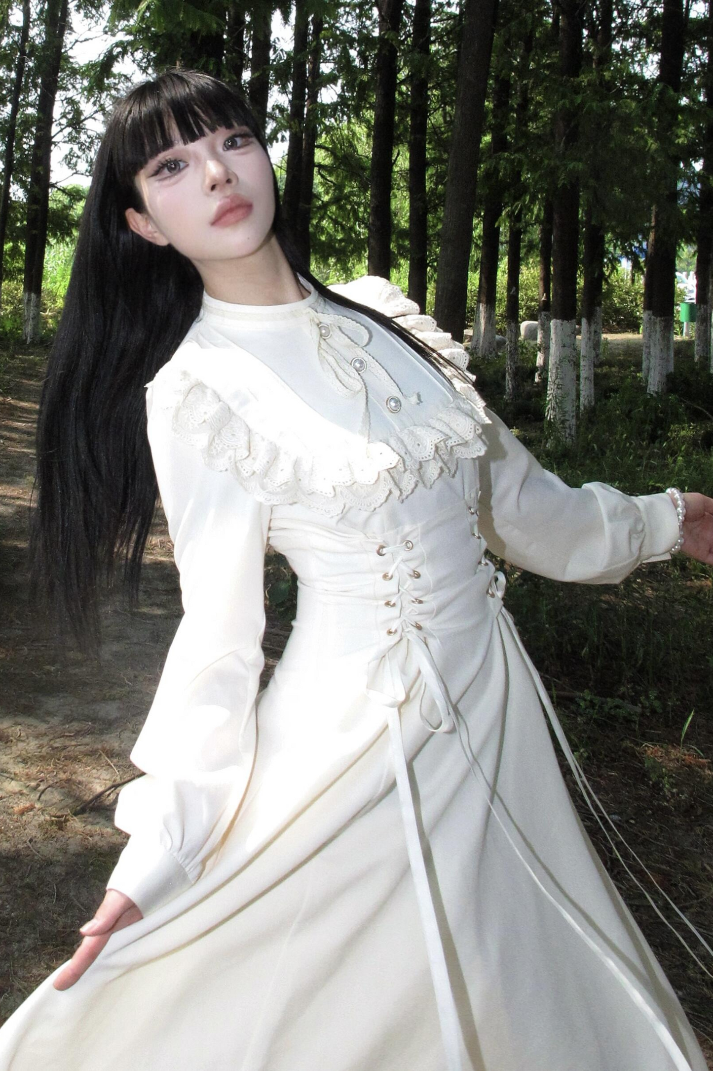 French Retro Lace Long Dress