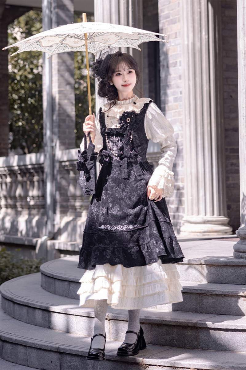 Candlelight Antique Lace Dress + Vest Dress + Bag + Brooch