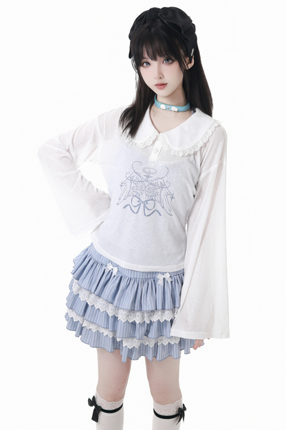Smock Suspender + Doll Collar Top + Tiered Skirt