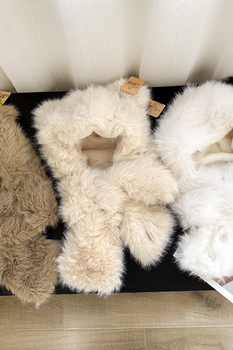Fur Bear Scarf Hat