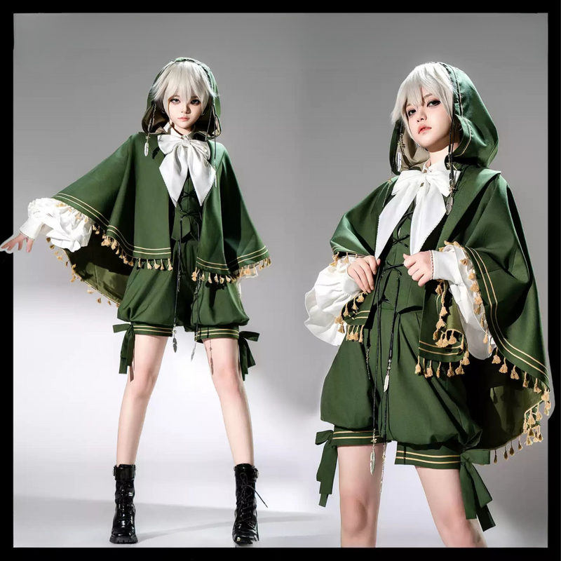 Bunny Ears Hoodie Vest + Shorts + Cape Feather Green Prince Cordage