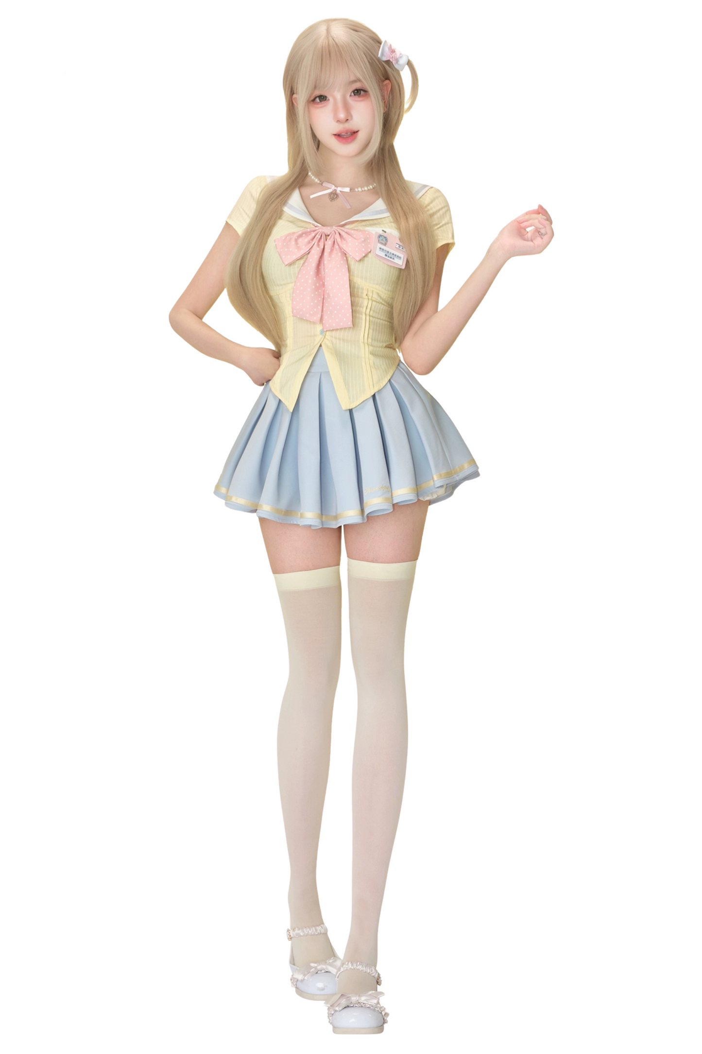 Academy Ribbon Top + Pleated Skirt