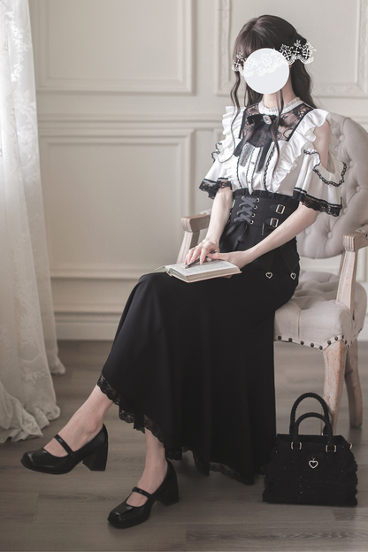 [pre-order] Off-shoulder Ruffle Tops + Mermaid Skirt + Ribbon