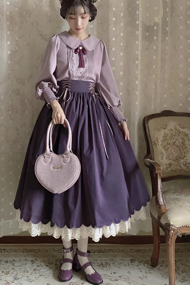 [pre-order] Retro Sweet College Shirt + High Waist Flare Skirt