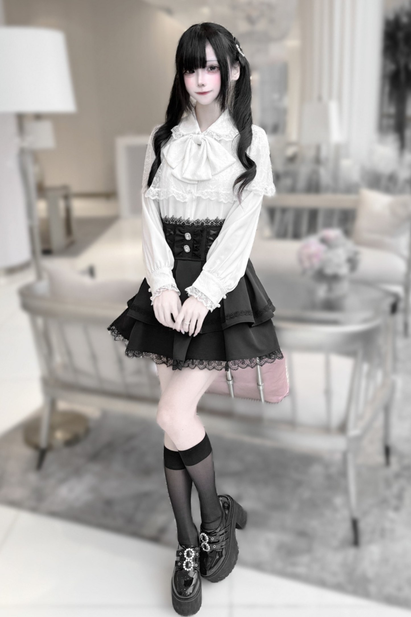 Dark Moon Shadow Cloak Veil Shirt + Skirt