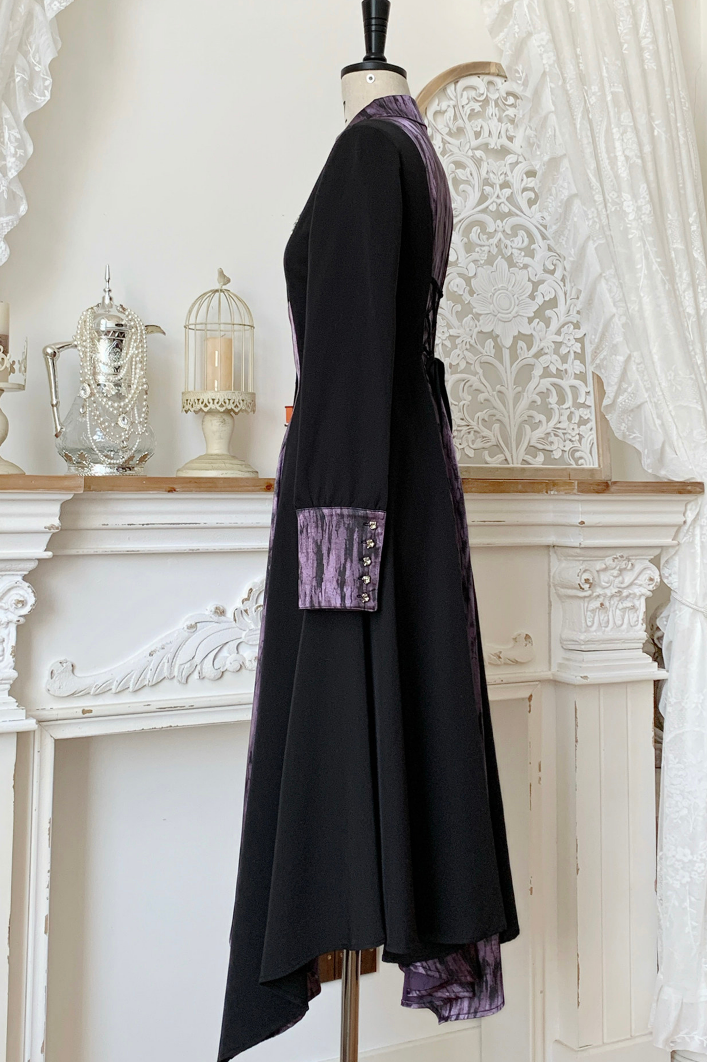 High Collar Blocking Asymmetrical Dress