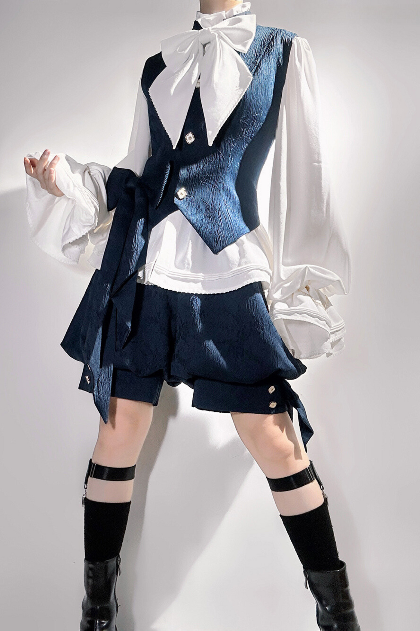 Sapphire Blue Bunny Ear Cape Jacket + Vest + Shorts