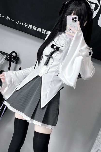 Gothic Style Sailor Shirt + Lace Skirt