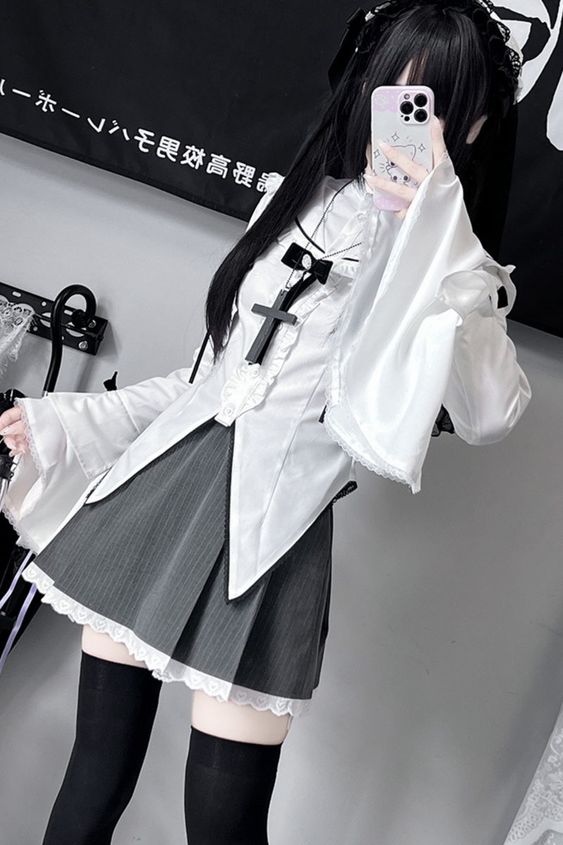 Gothic Style Sailor Shirt + Lace Skirt