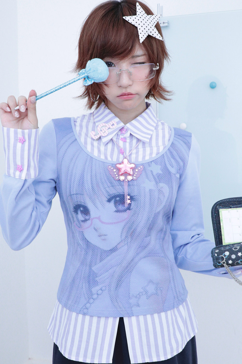 Anime Girl Striped Two Piece Top