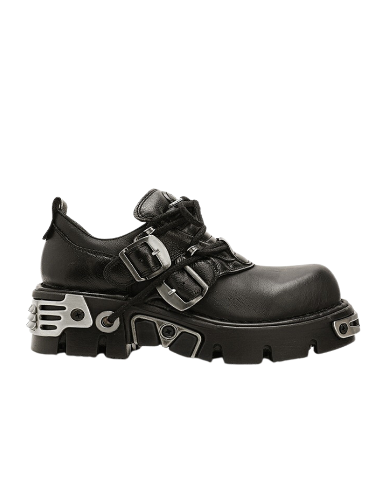 Dark Punk Retro Leather Metal Power Sole Sneaker Shoes