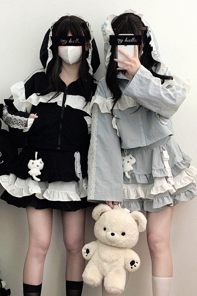 Subculture Sweet Ruffle Hooded Top + Skirt
