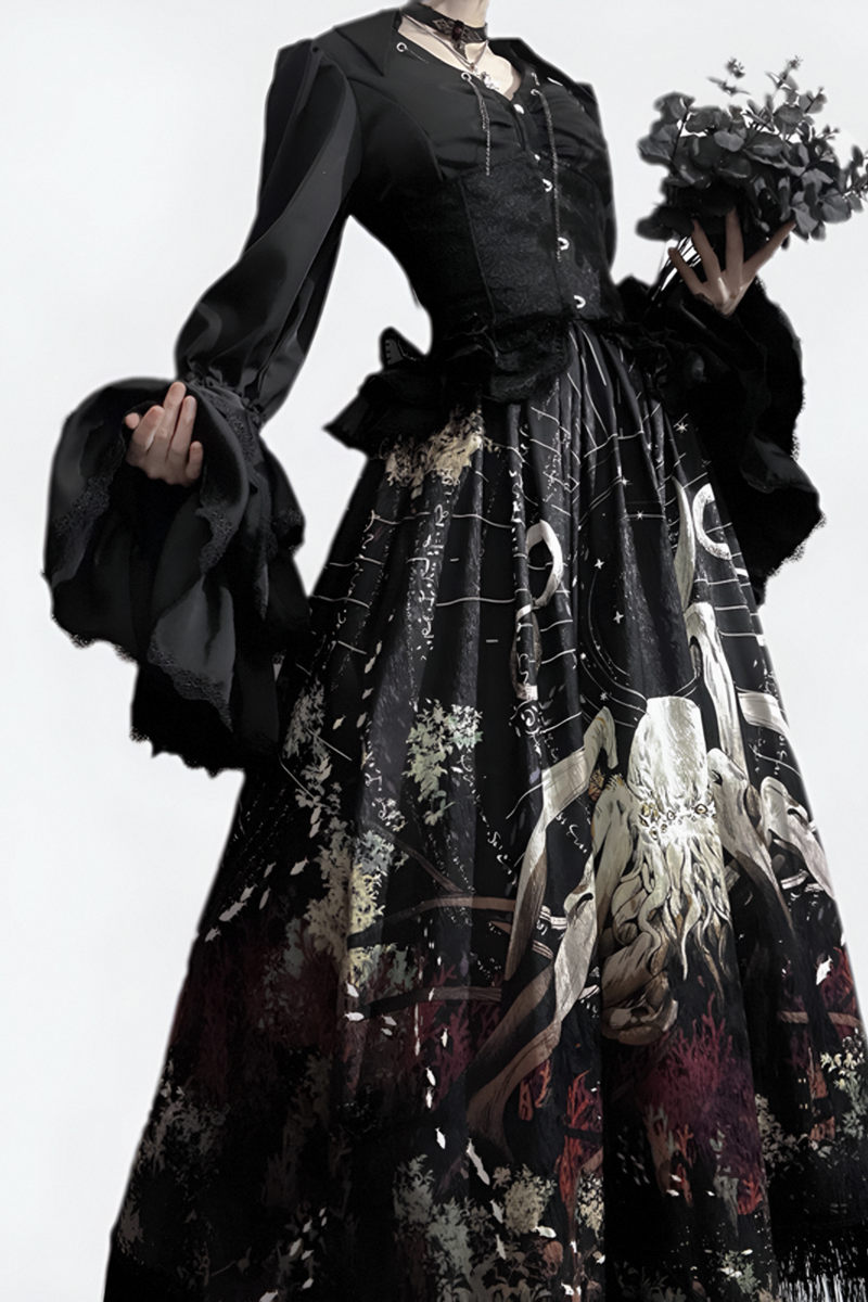 Cthulhu Gothic Dark Lolita Shirt + Skirt + Tail + Corset