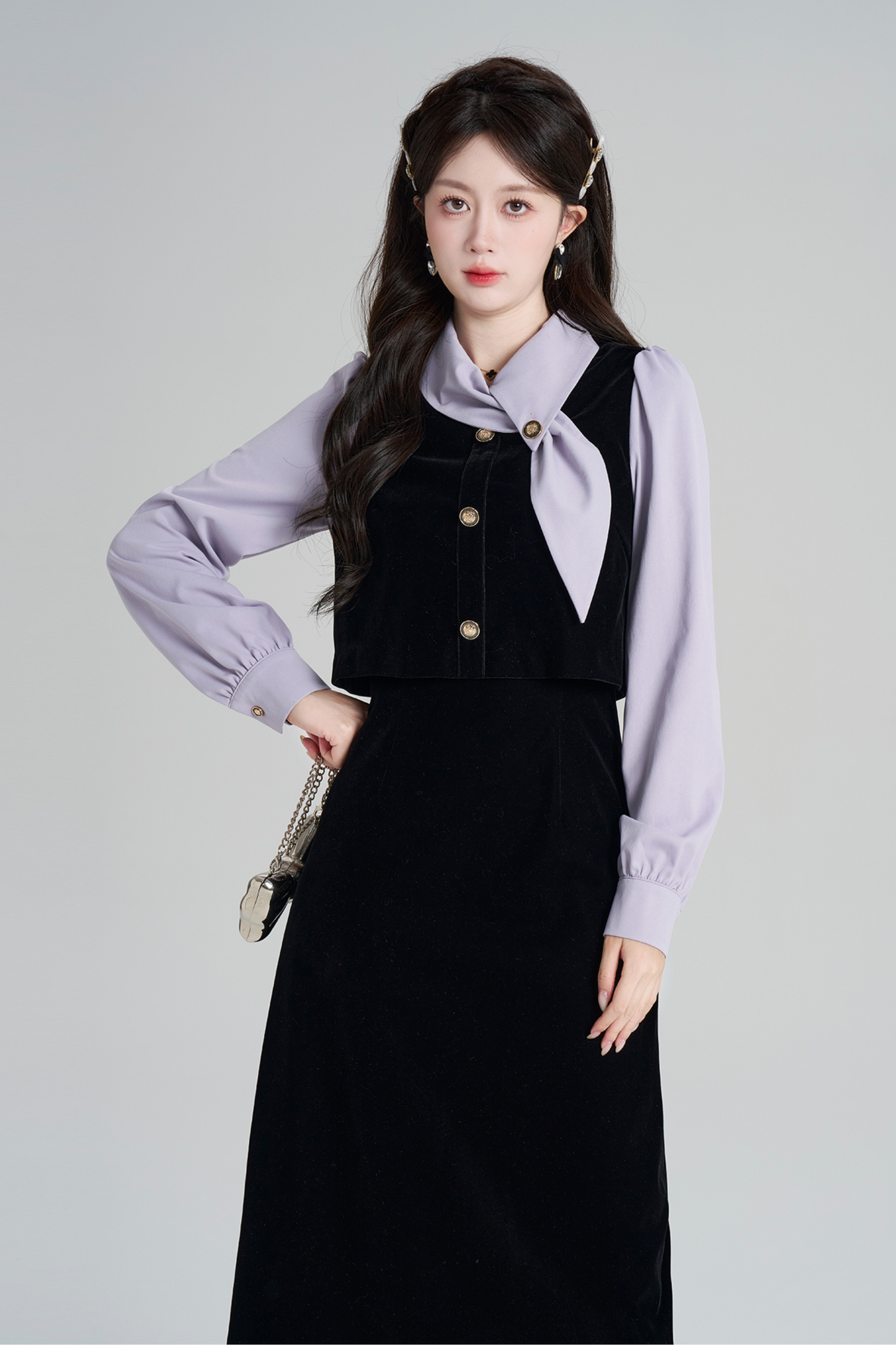 French Contrast Retro Dress