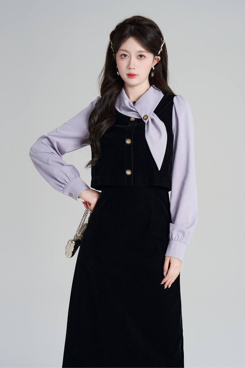 French Contrast Retro Dress
