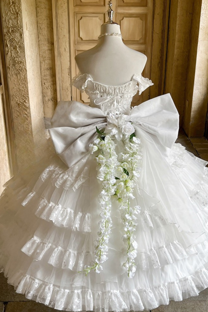 Pure Bridal Lolita Dress + Veil + Waist Belt