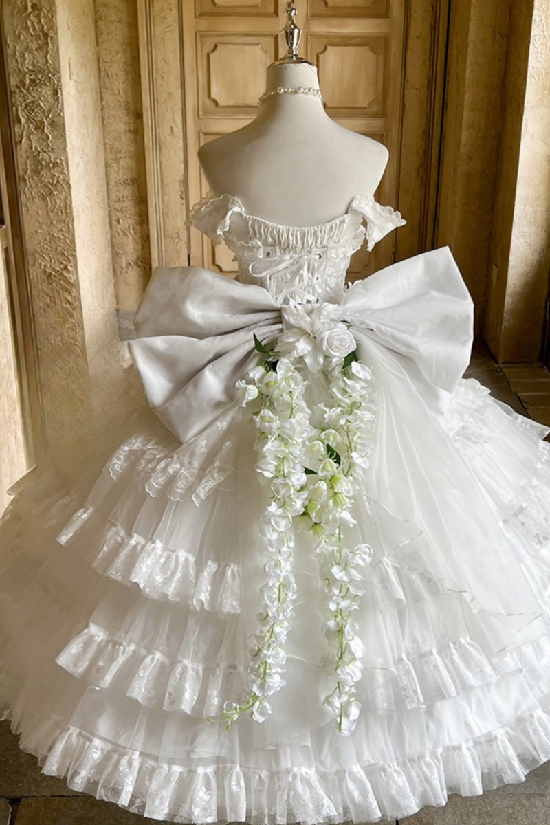 Pure Bridal Lolita Dress + Veil + Waist Belt