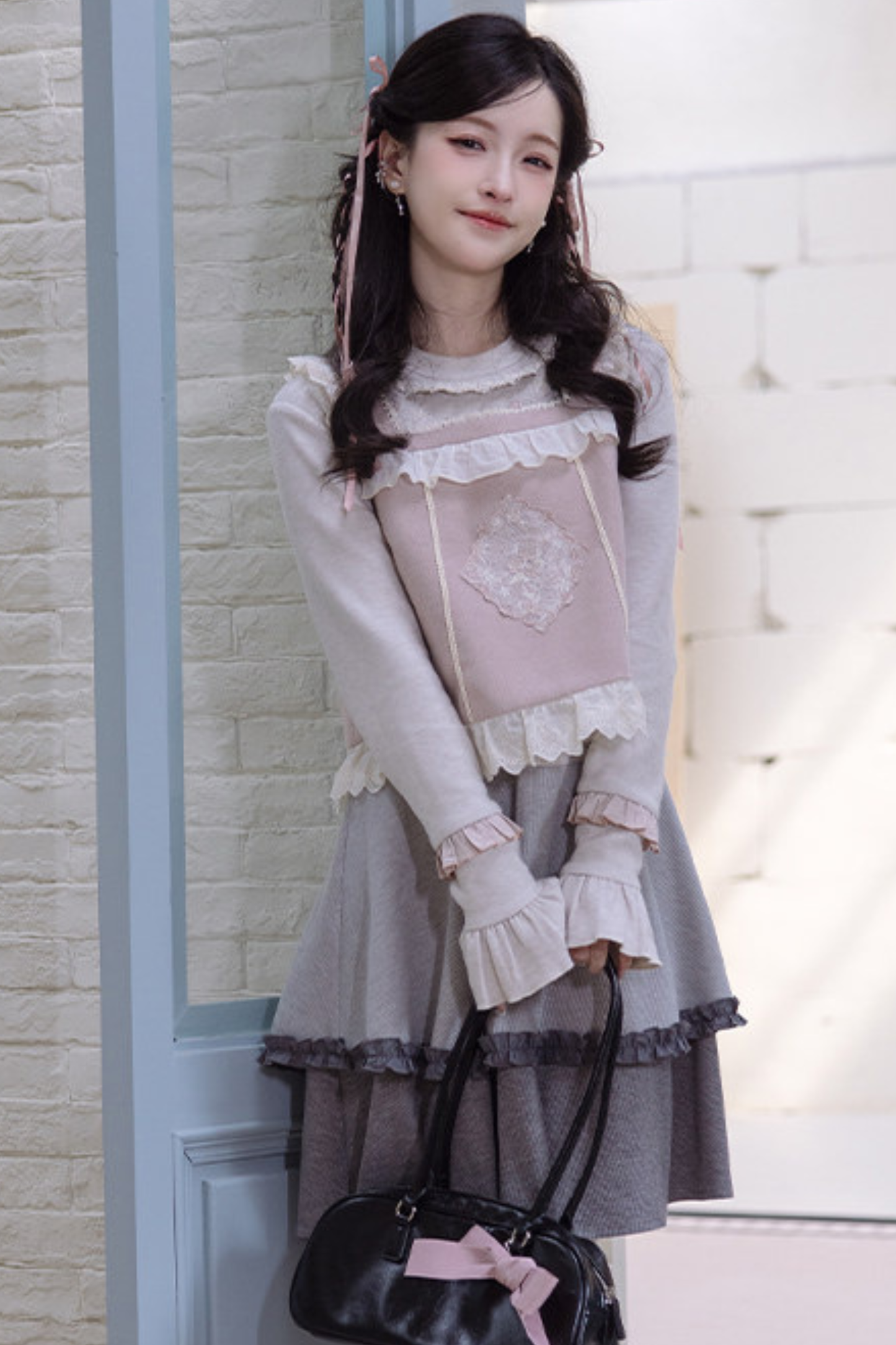 Ballet Tiered Knit Dress + Vest