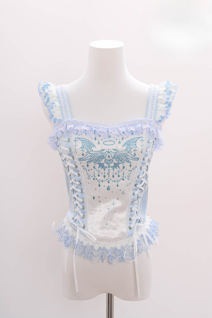 Aqua Angel Line Top + Skirt + Shirt Collar + Sleeve + Hat + Clips