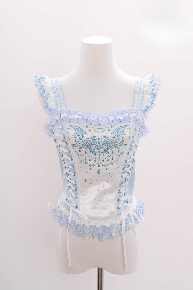 Aqua Angel Line Top + Skirt + Shirt Collar + Sleeve + Hat + Clips