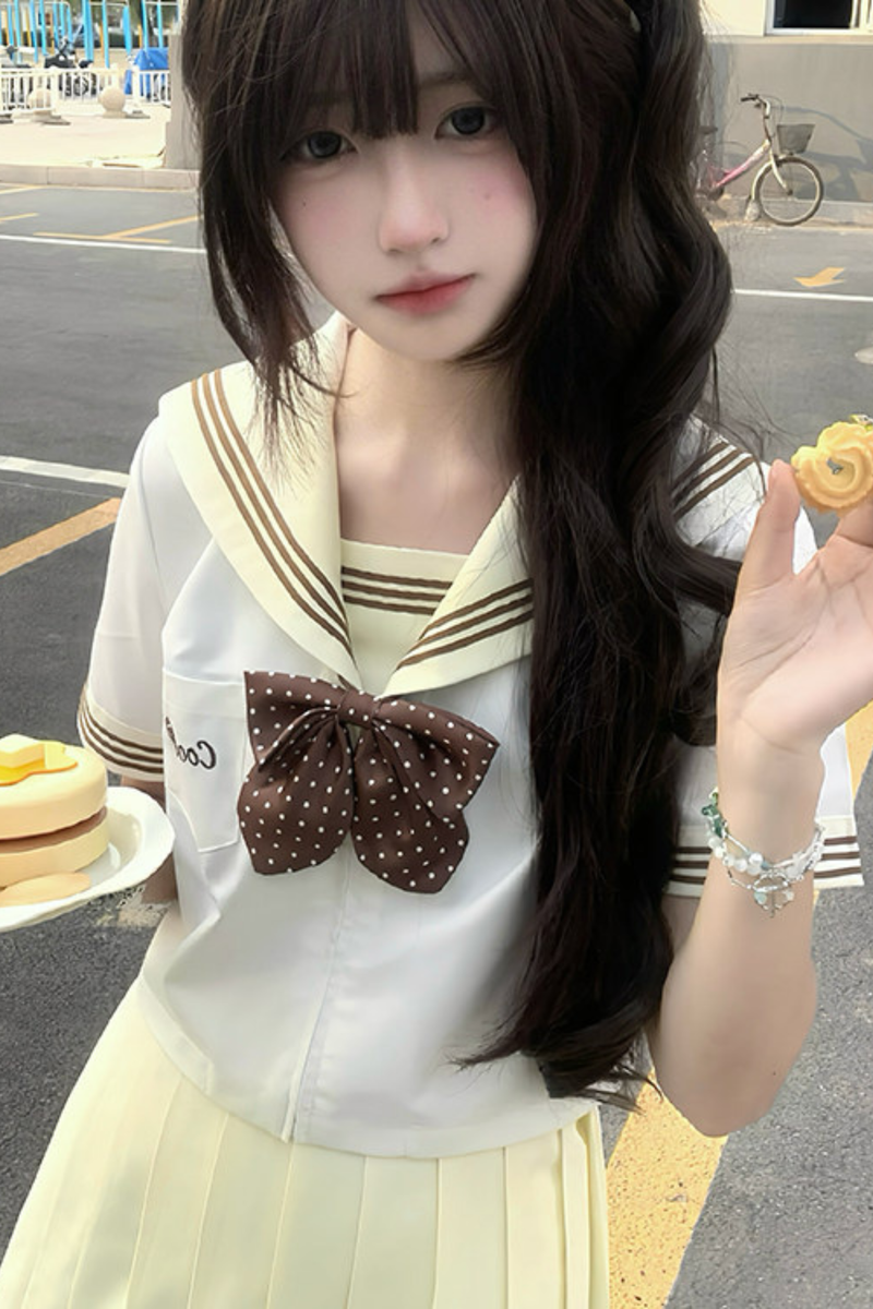 Cookie Wave Sailor Top + Skirt + Ribbon