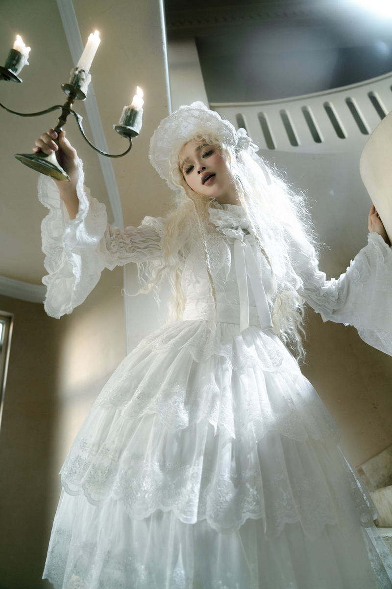 Flower Banquet Princess Sleeve Shirt + Ruffle Lolita Dress