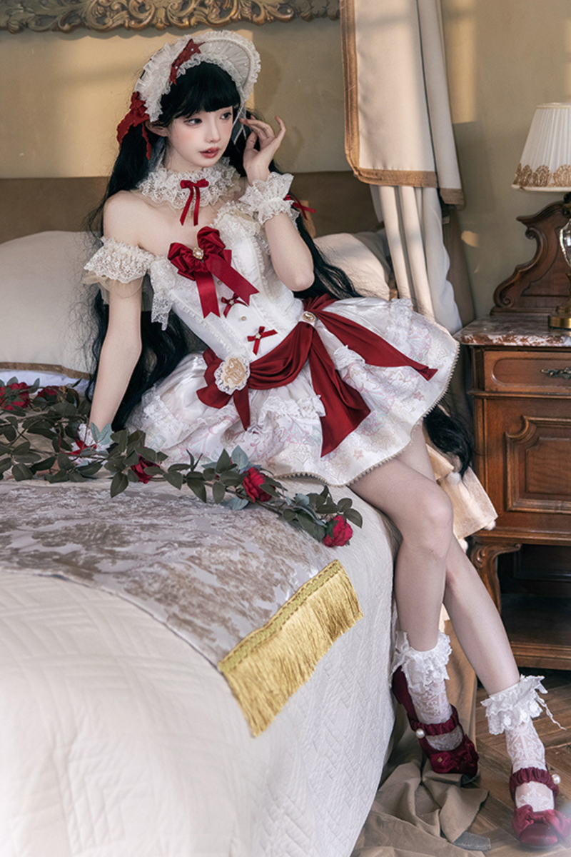 Snow White Princess Lolita Dress + Bonnet + Lace Choker