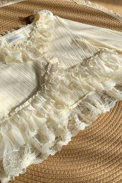 Lace Trim Knit Cardigan