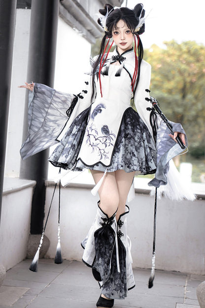 Chinese-style Top + Skirt + Camisole Dress + Leg Warmers
