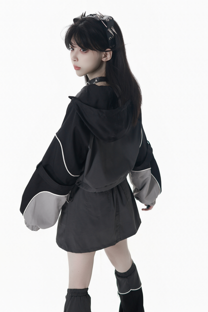 Mode Style Dark Jacket + Long Pants + Skirt + Leg Warmers