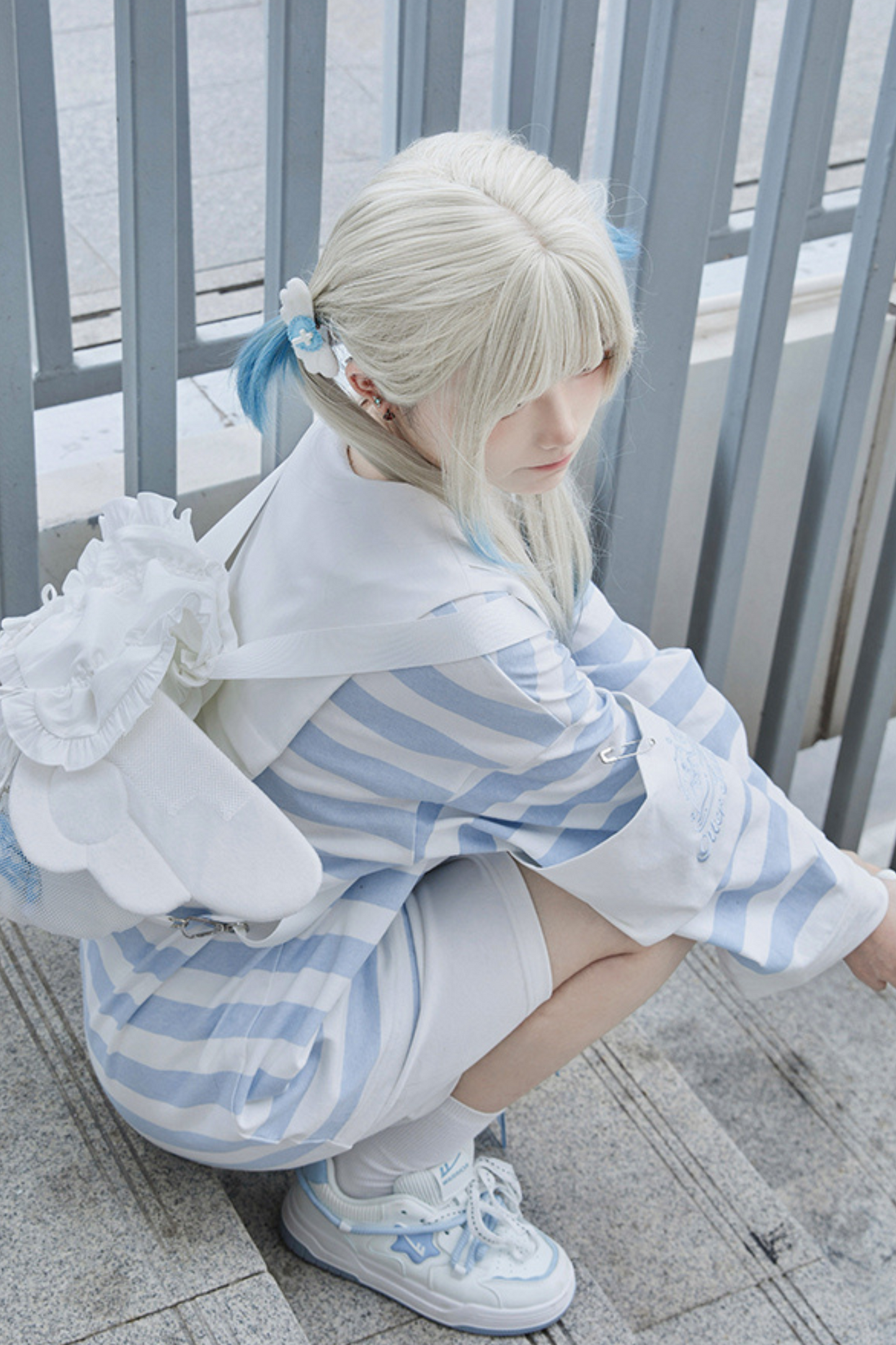 [angel Style] [pre-order] Striped Sailor Collar Subculture Top + Shorts