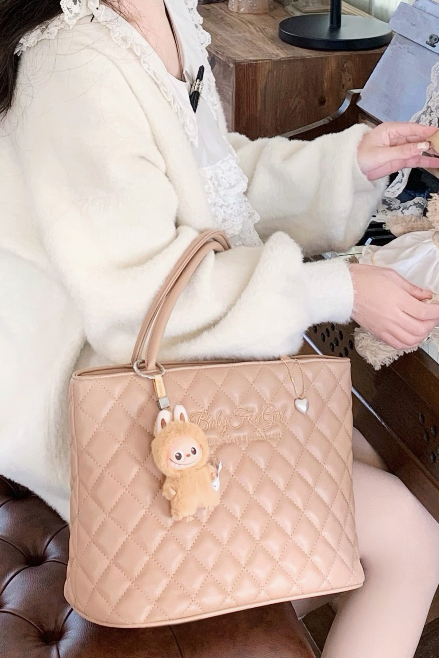 Sweet Quilted Tote Bag