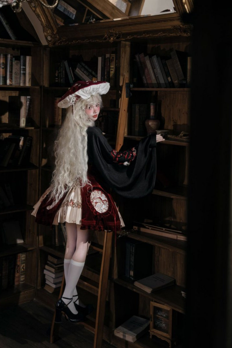 [pre-order] Japanese Style Mushroom Dark Sweet Lolita Jumper Skirt + Gown + Accessories