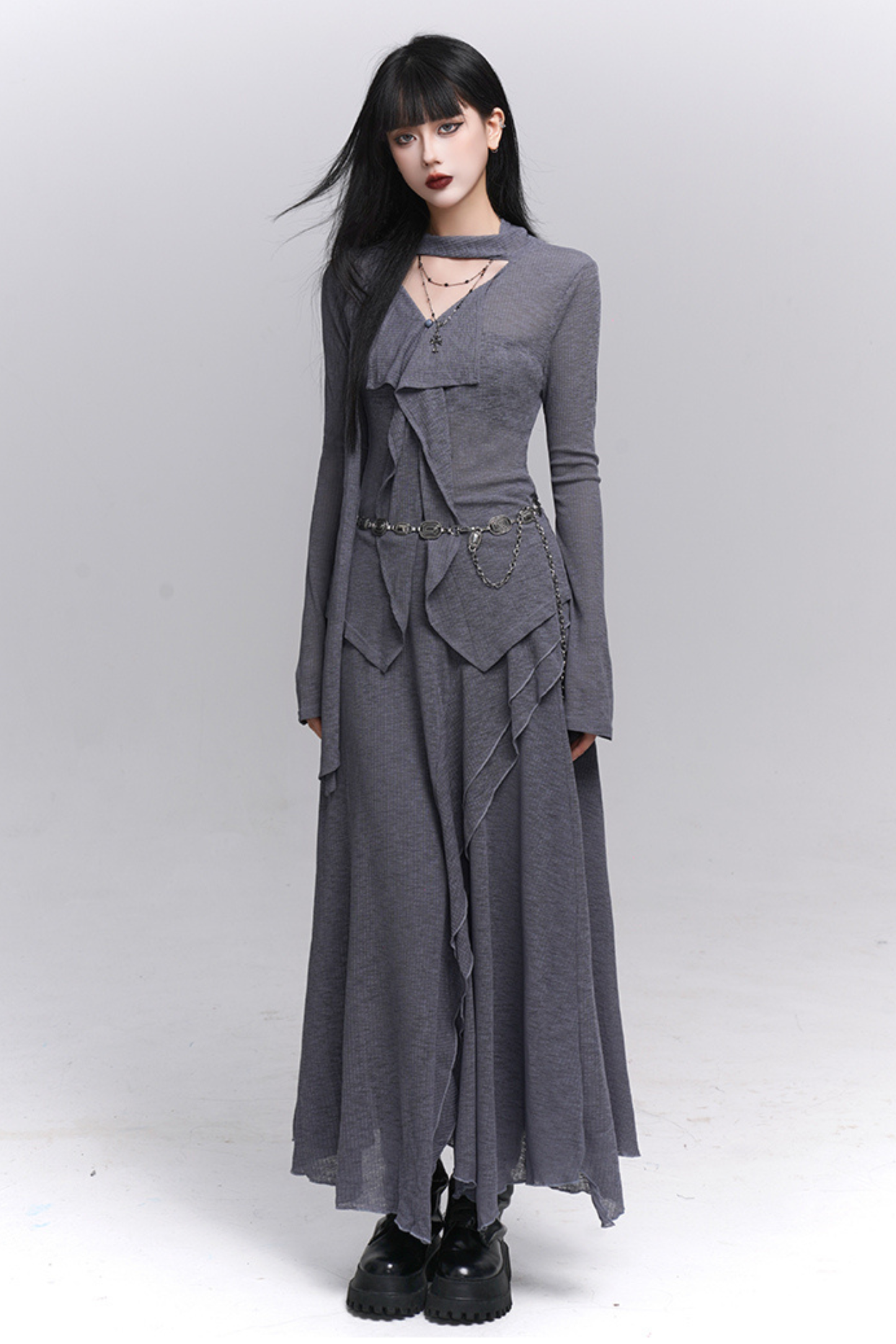 Dark Top + Long Skirt