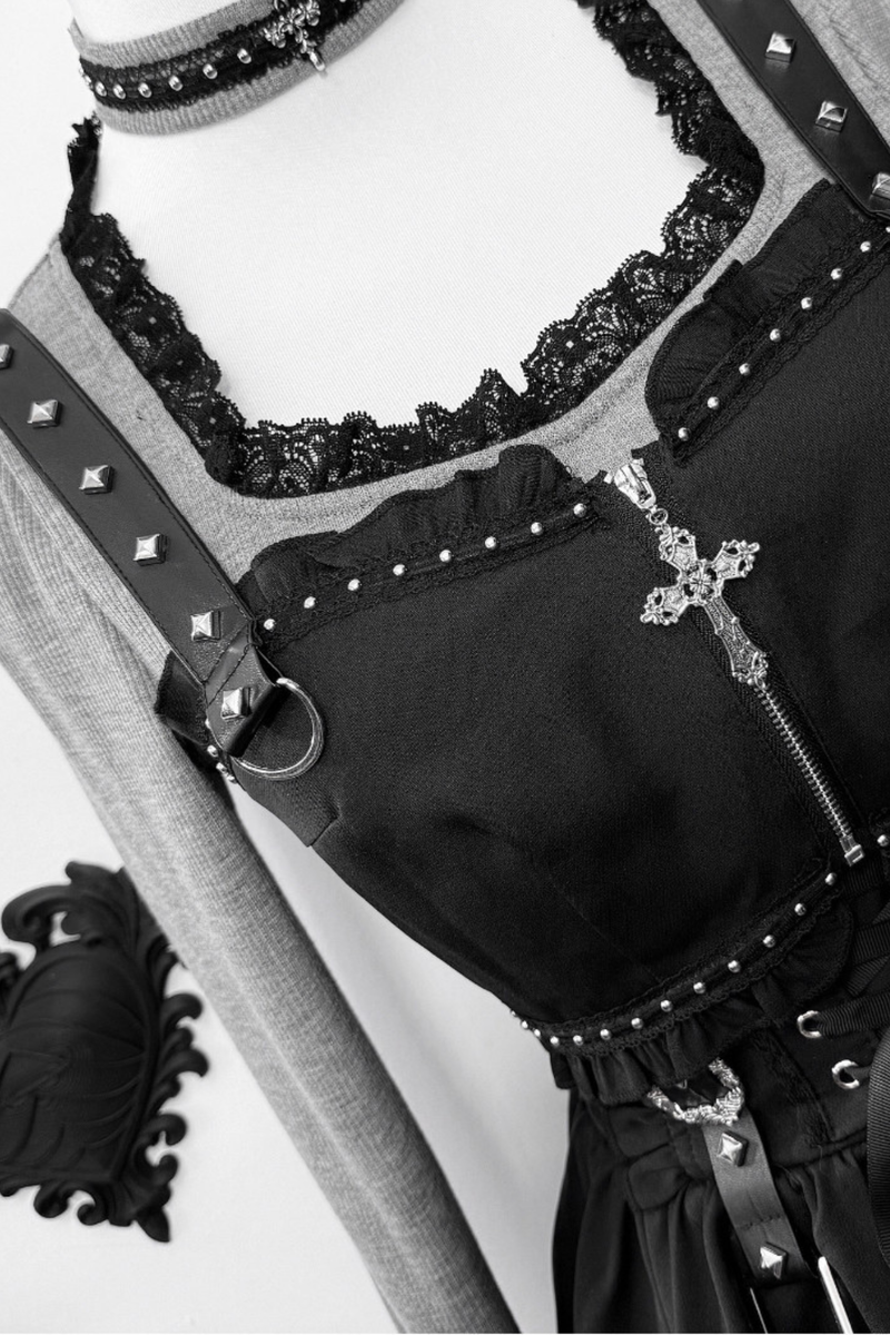 Dark Galaxy Lace Gothic Top + Skirt