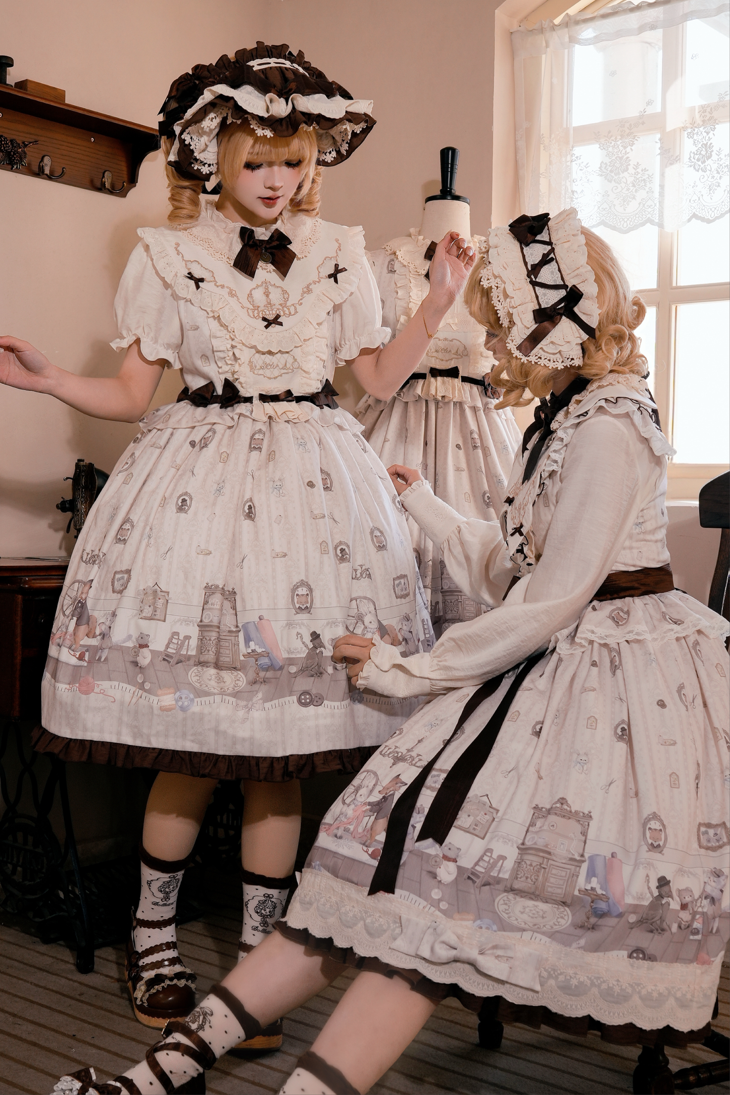 [pre-order Deadline: March 26] Cherry Lolita Dress + Jumper Skirt + Shirt + Bonnet + Headband