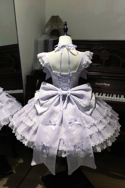 [pre-order] Princess Ballet Tiered Lolita Dress + Headband + Necklace + Sleeves + Tail