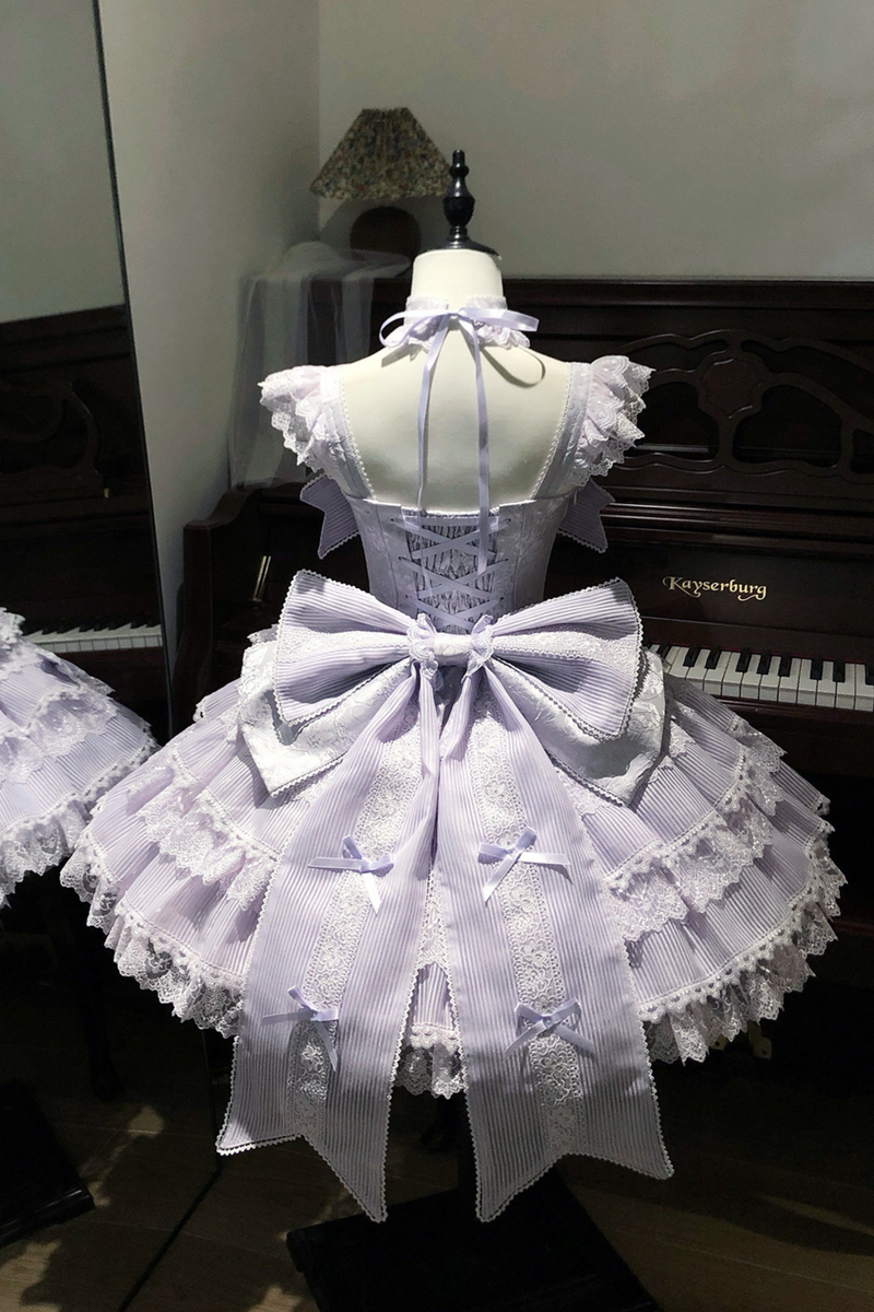 [pre-order] Princess Ballet Tiered Lolita Dress + Headband + Necklace + Sleeves + Tail