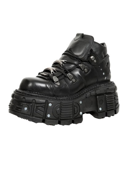 Dark Punk Platform Metal High Top Shoes [plain/with Chain Nut]