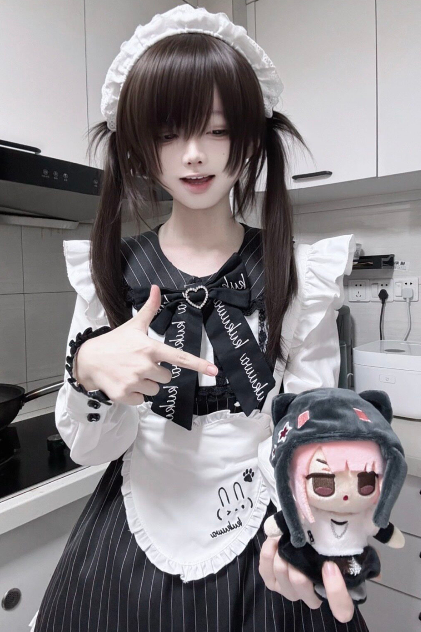 Dark Angel Lace Up Dress + Apron + Sweater