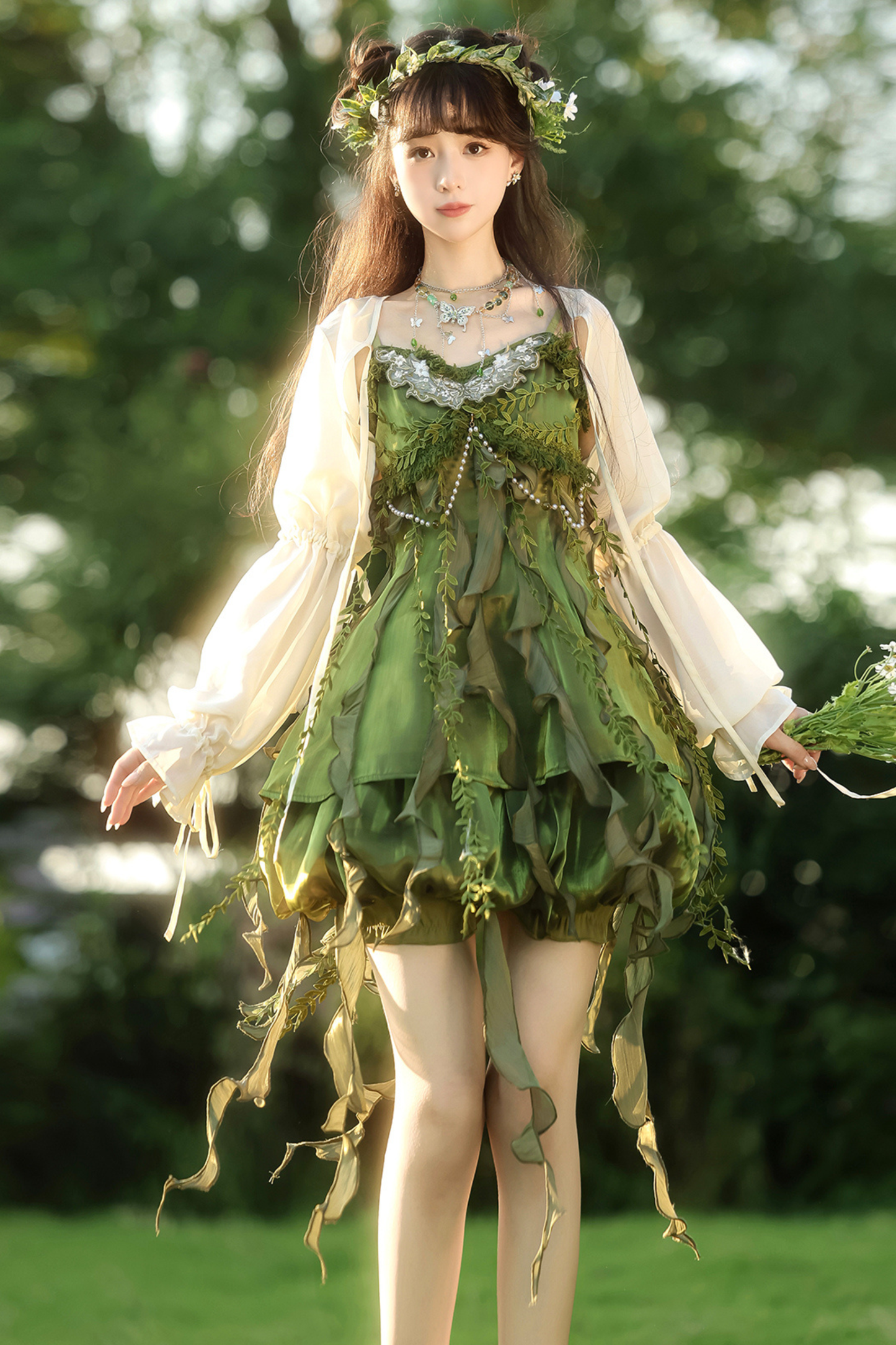 Forest Girl Chinese-style Dress + Top + Skirt