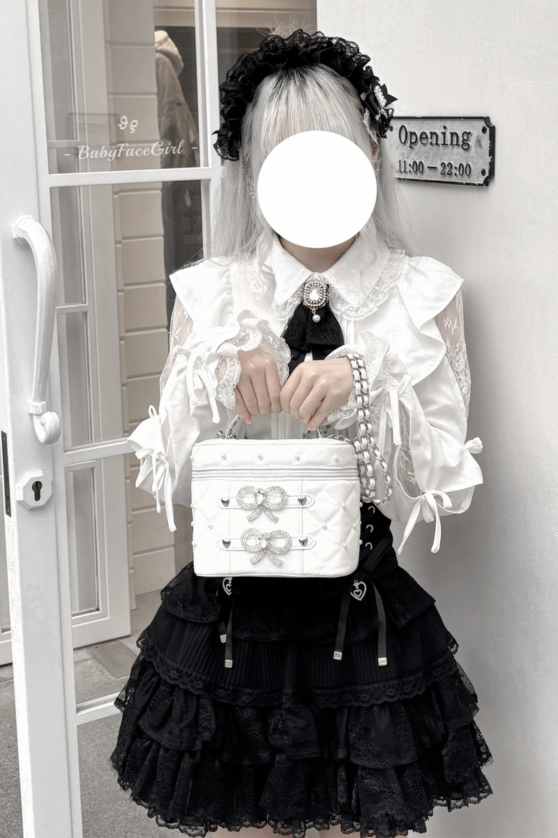 Pearl Rhinestone Lace Box Bag