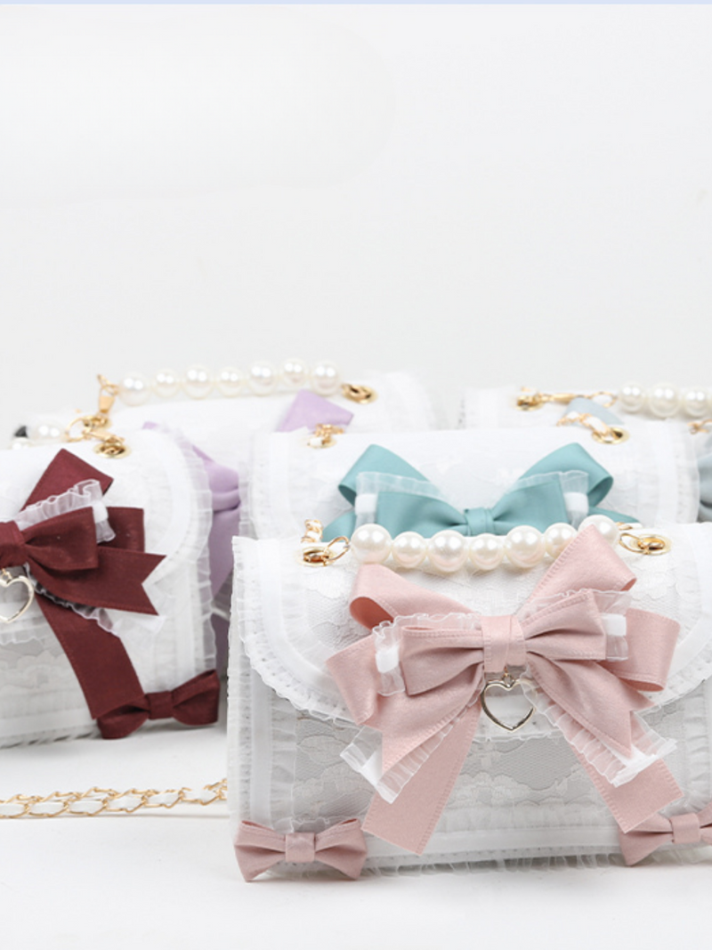 White Pearl Girly Lace Design Bag