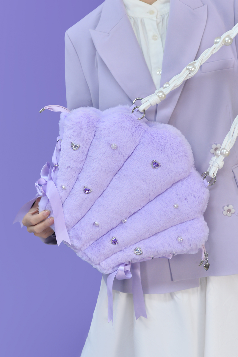 Shell Plush Crossbody Tote Bag