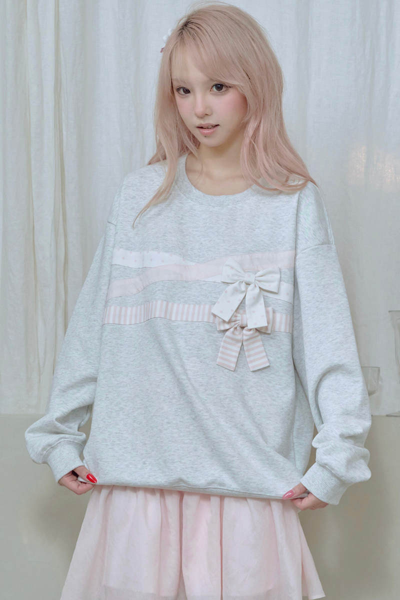Ribbon Pullover Sweatshirt