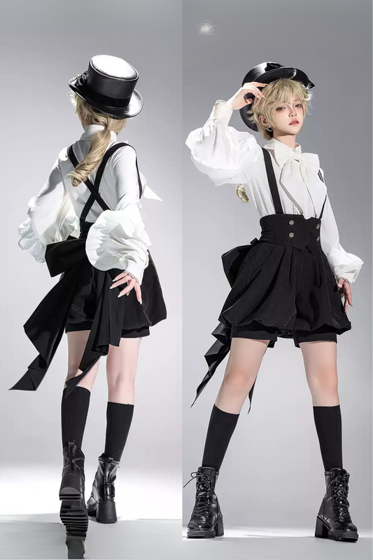 [pre-order] Retro Dark Prince Ribbon Shirt + Tail Shorts