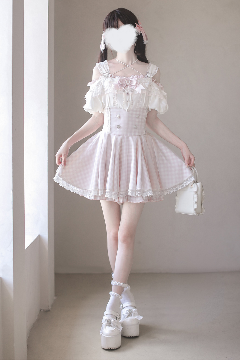 [pre-order] Mass Production Off-shoulder Top + High Waist Skirt