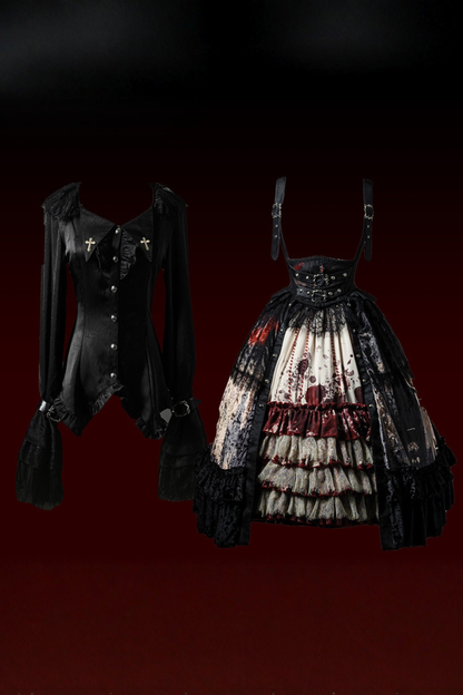Gothic Lolita Dark Jumper Skirt + Shirt