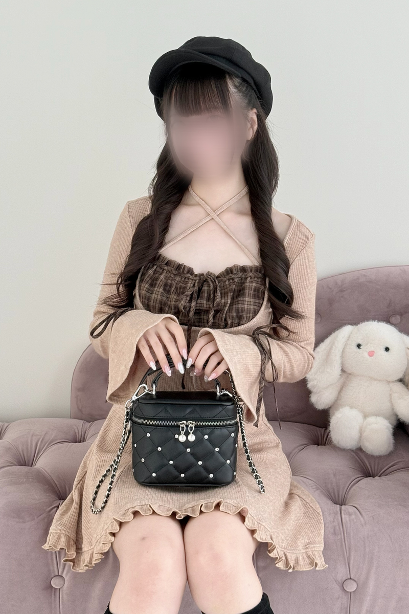 Checkered Flare Knit Dress